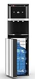 Manastin Bottom Loading Water Cooler Dispenser for 5 Gallon Bottles, Stainless Steel Water Cooler with 3 Temperature Settings - Hot, Cold & Room Water, Ideal Design for Home & Office,Glossy Black