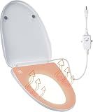 Heated Toilet Seat - Elongated Smart Toilet Seat with 3 Heating Modes, Auto Night Light, Temperature Display & Leakage Protection - Easy Clean & Install