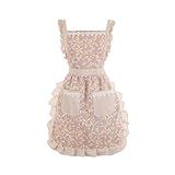 Aoomzoon Funny Aprons for Women with Pockets, Kitchen Cooking Grilling Bbq Cute Chef Apron, Mothers Day Birthday Gifts for Women (Brown/Leaf)