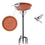 ODSNANIE Bird Bath for Outside,40In Vintage Freestanding Bird Baths for Outdoors with Removable Bowl,Bird Baths Feeder with 5 Prongs Base for Garden Patio Yard Lawn Decor (Brown)
