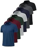 BOOJO 7 Pack Polo Shirts for Men - Quick Dry Moisture Wicking Performance Short Sleeve Mens Golf Shirts for Casual Work