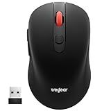 wegear USB Wireless Mouse for Laptop PC Mac, 2.4GHz Cordless Mouse with 6 Buttons, 5-Level Adjustable 4000 DPI, Ergonomic Portable Optical Computer Mice, 24-Month Battery Life -Black