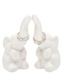 BARBIZON WAGON Elephant Ring Holder 2 Pack, White, Ceramic, Jewelry Storage