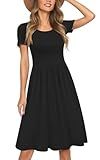 AYIFU Womens Short Sleeve Empire Waist Dresses Casual Summer Dress with Pockets (Black, XL)
