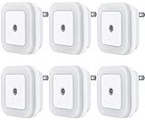 Uigos LED Night Light Lamp with Smart Sensor Dusk to Dawn Sensor, Daylight White, 0.5W Plug-in, 6-Pack