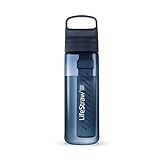 LifeStraw Go Series Water Filter Bottle - BPA-Free, Removes Bacteria, Parasites, Microplastics, Improves Taste, 22oz, Aegean Sea