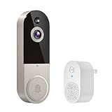 BoomChill 1080p Wireless Video Doorbell Camera, AI Human Detection, 2-Way Talk, Live View, Night Vision, Cloud Storage, 2.4G WiFi Only, Battery Powered, Indoor Outdoor Surveillance (Linen)