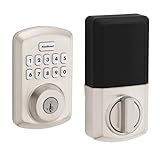 Kwikset Powerbolt 250 10-Button Keypad Satin Nickel Transitional Electronic Deadbolt Door Lock, Featuring Convenient Keyless Entry, Customizable User Codes, and Auto-Locking