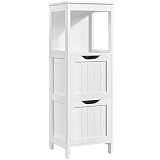 Yaheetech Bathroom Floor Cabinet, Wooden Storage Cabinet with 2 Drawers, Multifunctional Side Organizer Rack Stand Table, White