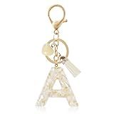 Fmeida Bag Charms Initial A Keychains for Women | Personalized Heart Keyring | Custom Teacher Appreciation Gift White