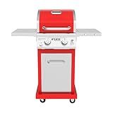 Nexgrill Deluxe 2 Burner Gas Grill, Compact with Foldable Shelves in Red