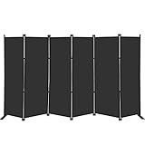 MAYOLIAH 6 Panel Folding Privacy Screen 9ft Wide, 6ft Tall Partition Room Divider Portable Office Walls Dividers, Black