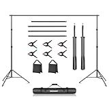 Neewer Photo Studio Backdrop Support System, 10ft/3m Wide 6.6ft/2m High Adjustable Background Stand with 4 Crossbars, 6 Backdrop Clamps, 2 Sandbags, and Carrying Bag for Portrait & Studio Photography
