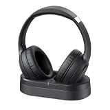 Wireless Headphones for TV Watching, TV Headphones Wireless for Seniors with Versatile Transmitter Charging Dock, Instant Audio Sync, 60-Hour Playtime, Perfect for Parents & Seniors, Black