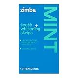 Zimba Teeth Whitening Strips Vegan Whitening Strip Enamel Safe Teeth Whitening Hydrogen Peroxide Teeth Whitener for Coffee, Wine, Tobacco, and Other Stains, 28 Strips (14 Day Treatment), Mint