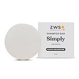 ZWS Essentials Simply Unscented Shampoo Bar, Vegan Solid Hair Cleanser for Sensitive Scalps & Fragrance-Free Care, Zero Waste, Travel-Friendly