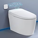Glendan Smart Toilet Auto Flush: Off Seat Dual Flush One Piece Toilet, Elongated Heated Toilet Seat, Electric Tankless Toilets with Night Light, Remote, Pre Wet, Soft Close Seat&Lid, ADA Height