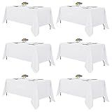 Fitable White Tablecloths for Rectangle Tables, 6 Pack - 70 x 120 Inches - Reusable and Washable Table Clothes for 6-8 Ft Tables, Polyester Fabric Table Covers for Wedding, Party, Banquet