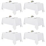 Fitable 6 Pack White Table Cloths 70x120 Inch for 6-8 Ft Rectangle Tables
