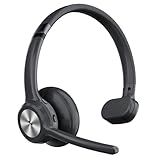 Hijoxp Bluetooth headset Wireless Trucker Headset with Noise Cancelling & Mute Button,40Hrs Driver Headphone for Cellphone Office Work