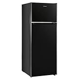 Upstreman 7.7 Cu.Ft. Refrigerator with Freezer, Double Door Fridge, Adjustable Thermostat, Large Capacity, Reversible Door Swing, Refrigerator for Apartment, Office, Dorm, Black(BD75)