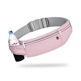 JUCURRI Slim Running Belt for Women Men,Runners Fanny Pack Phone Holder,Money Belt,Running Gear Accessories,with 3 Pockets (Jet Pink)