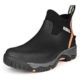 Kalkal Men's Rubber Boots, Waterproof Ankle Rain Boots, Insulated Working Booties with Comfortable Sports Sole, Outdoor Mud Boots for Yard Chore (Black,Size11)