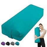 TokSay Rectangular Yoga Bolster Pillow, Meditation Pillow for Yin & Restorative Yoga, Filled with Recycled Sponge (Green)