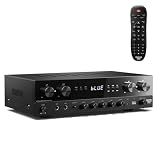 Donner Stereo Receivers Home Audio Amplifier, Premium 1000W Peak Power 4 Channel Amplifier with Bluetooth 5.3, USB, FM, 2 Mic-in, Echo, RCA, Optical/Coaxial Input for Home, Karaoke, Theater Speakers