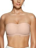 Vertvie Women's Wireless Strapless Bra Seamless Padded Bandeau Bra Non-Slip Silicone Tube Top Push Up Convertible Bralette (Skin Color,Medium)