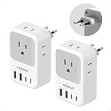 TESSAN European Travel Plug Adapter 2 Pack, PD 20W Adapter for Europe Plug with 4 AC Outlets 4 USB (2 USB C), Type C Adaptor for US to Europe, Italy, Spain, France, Portugal, Greece, Iceland, Germany
