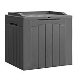 Flamaker Deck Box 31 Gallon Waterproof Resin Storage Box with Lid Indoor Outdoor Delivery Box Storage Bin for Patio Cushions (Grey)