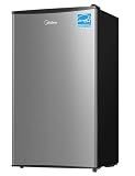 Midea MERM33S1AST Mini Fridge, 3.3 Cu.ft Compact Fridge with Internal Light, Adjustable Thermostat, Reversible Door, Low Noise for Dorm, Office, Bedroom, Stainless Steel