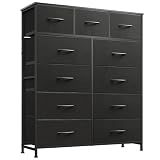 WLIVE Tall Dresser for Bedroom, 11 Drawer Chest of Drawers, Charcoal Black