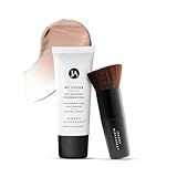 Jerome Alexander My Color Self-Adjusting Foundation, Hydrating & Lightweight Face Makeup, Skincare-Infused, with Kabuki Brush, Medium, 1 oz