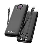 GrnOas.E Power Bank,10000mAh 22.5W Max Portable Charger Built in Cables,4 Outputs 2 Inputs External Phone Powerbank,5V/3A Fast Charging Travel Charger for iPhone Android iPad,(Pearl Black)