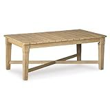 Signature Design by Ashley Outdoor Eucalyptus Carter Hall Patio Coffee Table, Beige