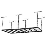 Klutch Overhead Garage Storage Rack — Adjustable Height, 96in.L x 48in.D x 23–37in.H