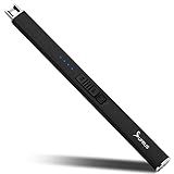 SUPRUS Electric Lighter Arc Windproof Flameless USB Rechargeable Lighter with Safety Lock for Candle BBQ Camping (Black)