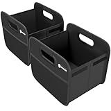 Sposuit Trunk Organizer for Car - Collapsible Split Trunk Storage with Reinforced Handles, SUV Trunk Organizers for Grocery Cargo(Black, 2Pack)