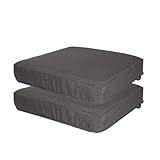ZSLUKEJJ 18"x18"x3" Square Chair Cushion Set of 2, Waterproof Cushions for Dining Chairs with Ties, Fade Resistant & Comfortable Seat Pads for Couch, Dark Grey
