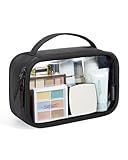 BAGSMART TSA-Approved Toiletry Bag, Large Opening Clear Makeup Bag with Handle, Quart Sized Travel Toiletry Bag, Carry-On Airline Compliant for Men and Women (Black)