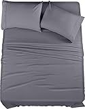 Utopia Bedding Queen Sheet Set – 4 Piece Bed Sheets for Queen Size Bed, Soft and Breathable Microfiber, Includes 1 Fitted Sheet, 1 Flat Sheet and 2 Pillowcases (Grey)