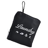JHX Travel Laundry Bag, Dirty Clothes Organizer【Upgraded】with Handles and Aluminum Carabiner, Collapsible Laundry Bag for Travel, Camp, Fitness, and Students（1Pcs Black） 24"L x 21"W
