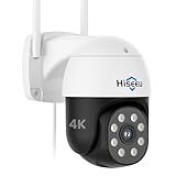 Hiseeu 4K 8MP Security Camera Outdoor, Wireless Home Security Camera with Pan & Tilt, WiFi Pro 2.4/5GHz, Auto Tracking, Color Night Vision, Two Way Audio, IP66, Plug in, No Subscription