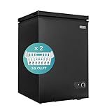 EUHOMY 3.5 Cu.Ft Chest Freezer with Removable Basket, Small Deep Freezer Adjustable 7 Thermostat, Quiet Mini Freezer Free-Standing Top Door, Energy Saving for Apartment/Garage/Basement/Dorm/Home,Black