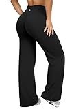 OQQ Yoga Pants Women High Waist Stretch Casual Soft Straight Leg Bottoms Black