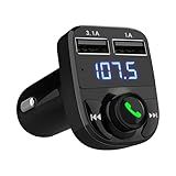 LIHAN Handsfree Calling Car Charger,Wireless Bluetooth 5.3 FM Transmitter Radio Receiver,MP3 Audio Music Adapter,Dual USB Ports,Compatible for iPhone Samsung Smartphones,Spotify & GPS Navigation