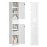Iwell 66.9" Tall Bathroom Storage Cabinet with 2 Doors & 1 Drawer