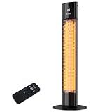 Portable Outdoot Electric Heater, Infrared Patio Heater for Outdoor/Indoor Use, garage heater electric, 1500W, BLACK